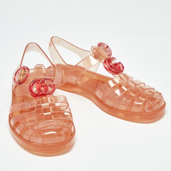 Gucci Orange Glossy Jelly Gg Marmont Flat Sandals Size 35 - Picture 4 of 7